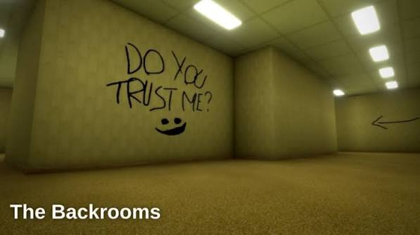 Graffiti asks do you trust me inside a yellow corridor